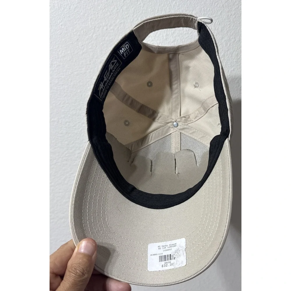 AHEAD Mid Fit Kentucky Derby 146 Performance Ball Golf Hat Cap Hook Loop Beige